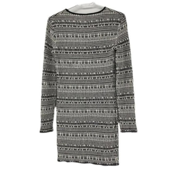 Helmet Lang Black   White knit mixed  print linen blend bodycon mini dress SP - Picture 3 of 16